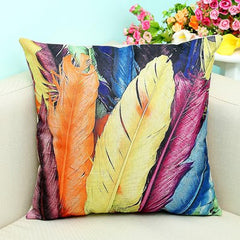 FREE Colorful Feather Printed Sofa Decorative Pillow Case