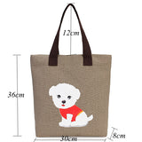 Women's Handbag Canvas Zipper With Dog Pattern